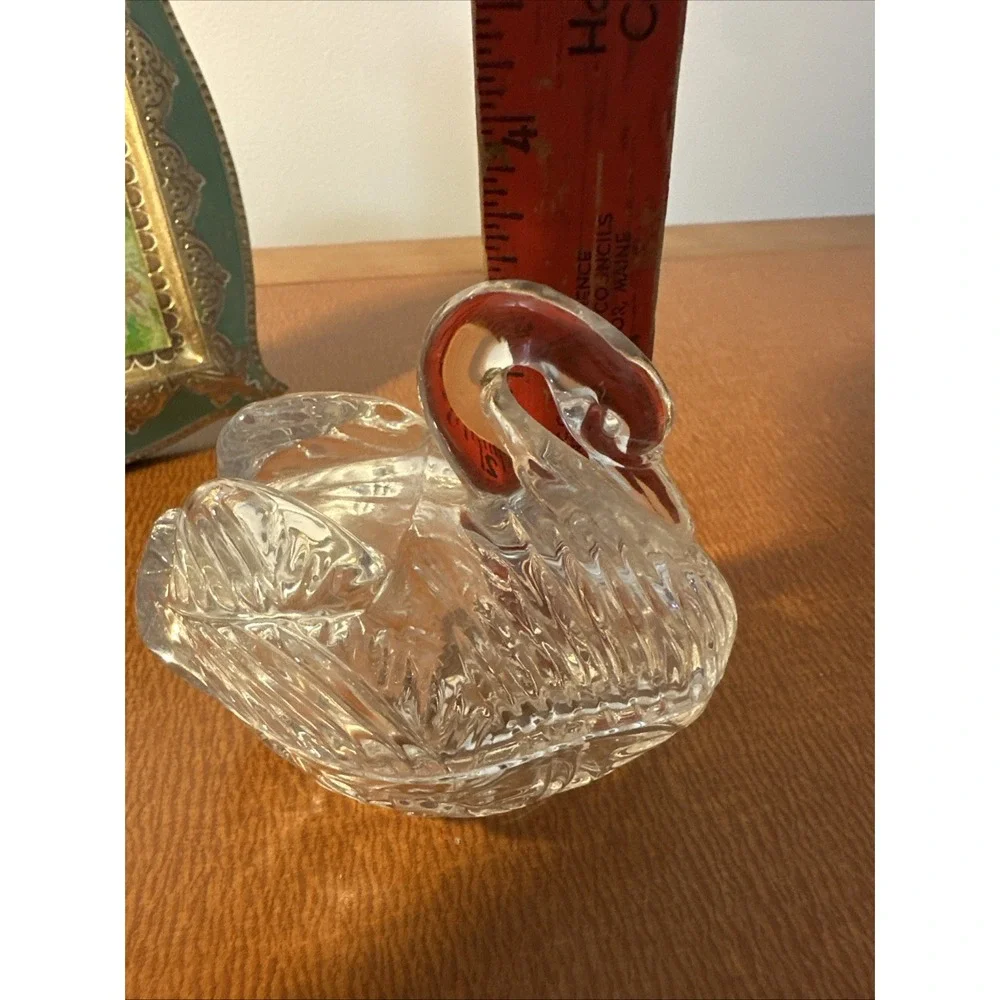 Anna Hutte‎ Bleikristall Swan Trinket Dish, 24% Lead Crystal, Germany Vintage
